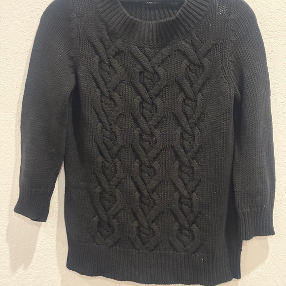 Talbots Black Crew Neck Cable Knit Sweater - Picture 1 of 7